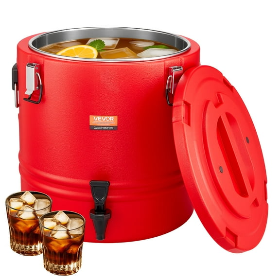 VEVOR Insulated Beverage Dispenser, 8 Gal/30.3L Thermal Hot and Cold Drink Server Dispenser with Spigot, Food-Grade Cooler Jug with 304 Stainless Steel Interior, for Tea Coffee Restaurant Outdoor