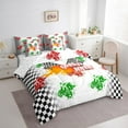 thumbnail image 3 of Homewish Motorcycle Speed Race Bedding Comforter Set 7pcs for Female Men Women,Geometric Plaid Grid Queen Bedding Sets Super Cozy,Extreme Sport Queen Sheet Sets,Luxury Bedroom Decor,Reversible, 3 of 7
