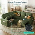 thumbnail image 6 of Linsy Home Plush Corduroy Sleeper Sofa Bed with Storage Seat, Pull Out Couch Bed with USB, Cup Holder, Side Pocket, V Shaped Sectional Couches for Living Room, Apartment, Green, 6 of 11