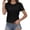 Black, variant on Lixiuxyad Women's Round Neck Lace Trimmed Style Solid Short Sleeve T Shirt Floral Cute,Black L