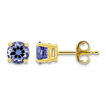 Roy Rose Jewelry 14K Yellow Gold Tanzanite Post Earrings, 1.1-Carat Gemweight