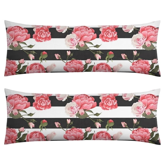 Romantic Floral Body Pillow Cover 20x54 - Floral Print Watercolor Long Pillow Case with Invisible Zipper - Soft Full Body Pillow Protector - Machine Washable Cozy Slipcover for Sleeping