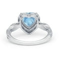 thumbnail image 3 of Halo Twisted Infinity Heart Women Engagement Ring Simulated Aquamarine 925 Sterling Silver, 3 of 5