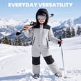 thumbnail image 3 of Kids One Piece Snow Suit Lightweight Insulated Ski Suit Windproof Hooded Snowsuit for Kids, 3 of 8