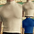 thumbnail image 3 of WTXUE Undershirts Short Sleeve, Mock Neck Shirts for Men Mock Turtleneck T Shirts Pullover Basic Designed Undershirt Slim Top Cotton Solid | Casual for Men Blue XL, 3 of 5