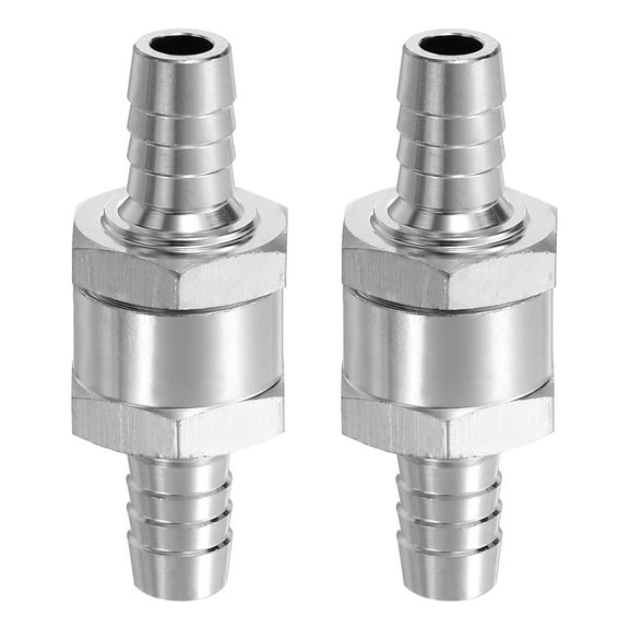 2Pcs 10mm (3/8") Fuel Check Valve, Non-Return Inline One Way Check Valve, Silver