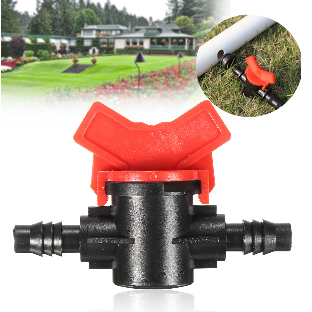 Garden Drip Irrigation Barb Ball Shutoff Valve Connector for 89mm