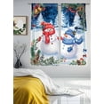 thumbnail image 3 of Christmas Winter Snowman Sheer Curtains 72 inches Long, Xmas Tree Bell Pine Cones Berry Light Filtering Sheer Window Curtains Rod Pocket Voile Drapes for Bedroom Living Room, 2 Panels 52"W x 72"L, 3 of 6