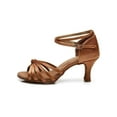 thumbnail image 3 of UKAP Laides Latin Shoe Ankle Strap Sandals Open Toe Dance Shoes Performence Lightweight Dark Brown-7 cm 7.5, 3 of 5