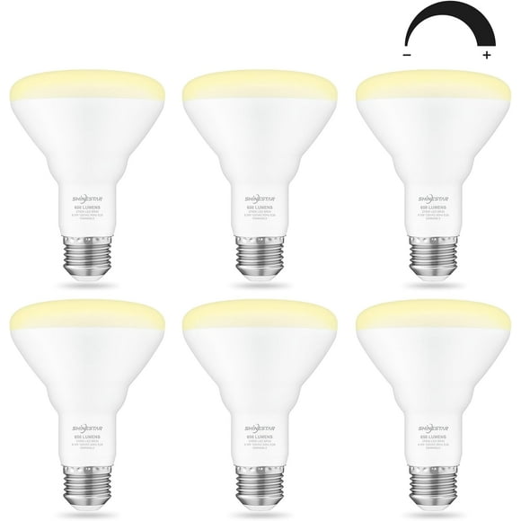 SHINESTAR Ampoules en Canette, Blanc Chaud 2700K, BR30 LED Encastrées pour Plafond, Équivalent 65W, Dimmable, Lot de 6