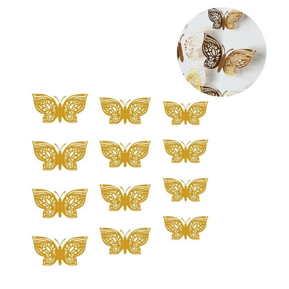 Bearachild 12 Uds. Pegatinas de pared 3D Mariposa hueca para habitaciones de niños decoración de pared del hogar DIY Mariposas pegatinas de Decoración del hogar