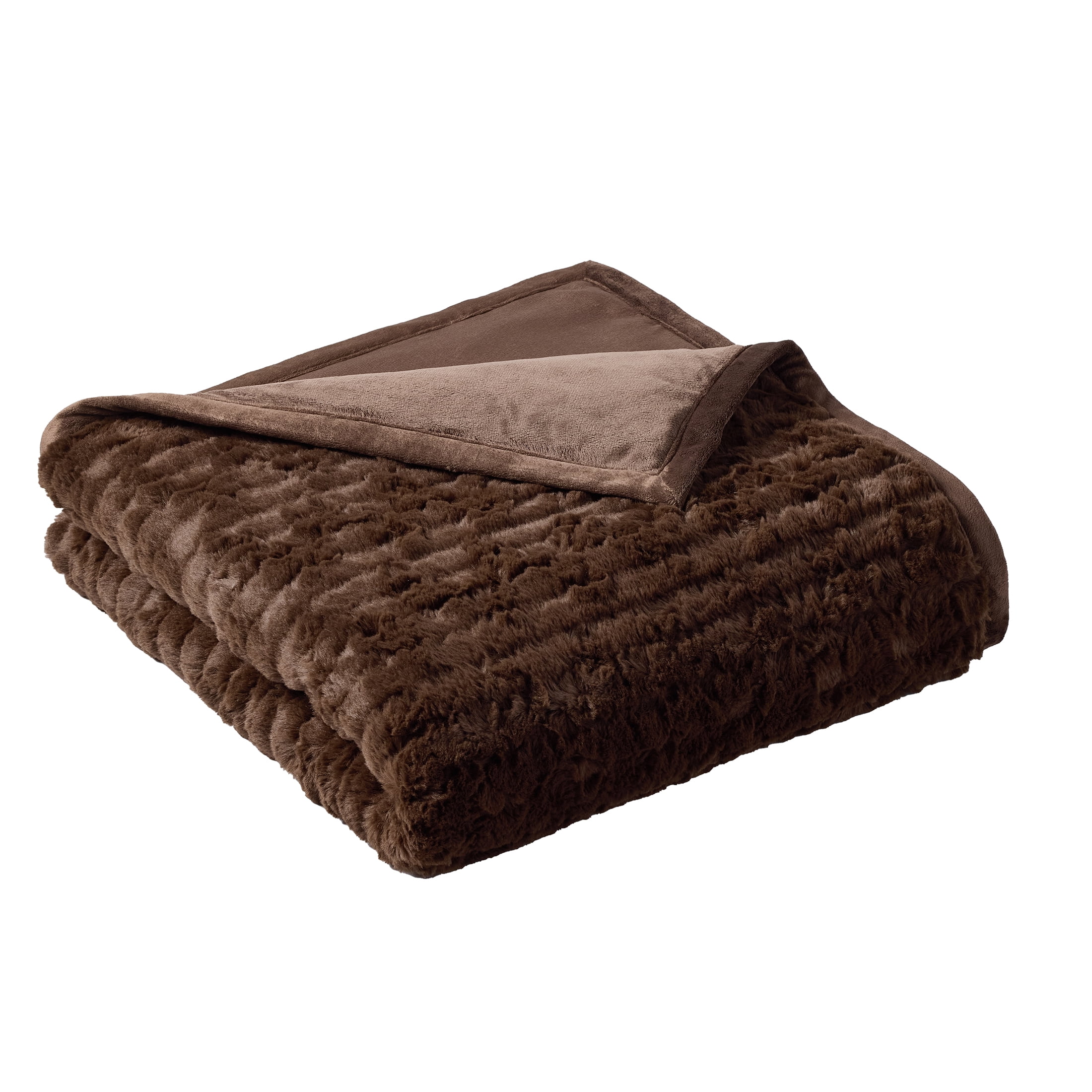 Better Homes & Gardens Brown Twisted Rib Faux Fur Throw, 50" x 72"