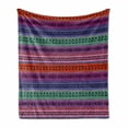 thumbnail image 1 of East Soft Flannel Fleece Throw Blanket, Geometric Abstract Pattern on Horizontal Colorful Stripes Doodle Style Retro, Cozy Plush for Indoor and Outdoor Use, 50" x 60", Multicolor, by Ambesonne, 1 of 6