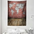thumbnail image 1 of Wanderlust Decor Wall Hanging Tapestry, vintage old grunge map room style brick rustic geographic interior travel, Bedroom Living Room Dorm Accessories, 60 X 80 Inches, by Ambesonne, 1 of 1