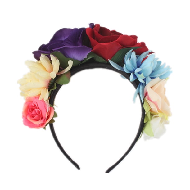Diadema creativa de estilo europeo y americano para novia, accesorio para el cabello con flores rosas, para fiesta de Halloween