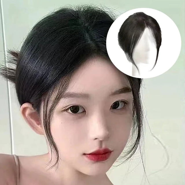 EGNMCR Perruques Cheveux Humains Perruque Femme Haut Patch avec Frange à Huit Points au Milieu toupee Pièce