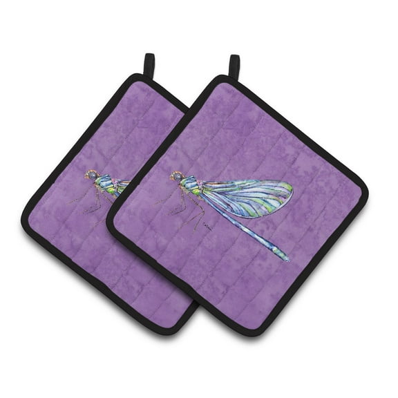 Carolines Treasures 8865PTHD Dragonfly on Purple Pair of Pot Holders , 7.5HX7.5W, multicolor