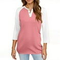 thumbnail image 4 of Lumtrix Womens 3/4 Sleeve Tops Henley Shirts Casual Trendy Button Down T Shirts 2025 Summer Basic Tees Tunic Pink 2XL, 4 of 4