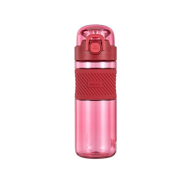 Bewildely Botella de agua deportiva PP, portátil, resistente al calor, 600ml, entrenamiento, ejercicio, culturismo, taza de paja, matraz para beber Teteras Rojo Bewildely HA080532-02