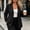 Black women blazer for office a1, variant on Slim Fit Long Sleeve Button Down Blazer for Women, Striped Collared Business Casual Top, Soft Lightweight Tunic for Office Work Daily Layering, Purple 2XL