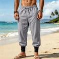 thumbnail image 5 of QSXADF Men's Casual Jogger Pants Loose Drawstring Pants Linen Breathable Drawstring Waist Pocket Jogger Pants Men's Casual Trousers, 5 of 6