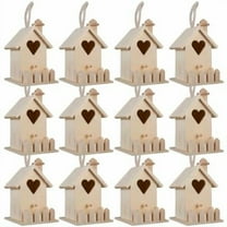 4.7" Heart & Fence Birdhouse by Make Market - Unfinished Hanging Birdhouse Made of 100% Wood - Outdoor Nesting Boxes - Bulk 12 Pack