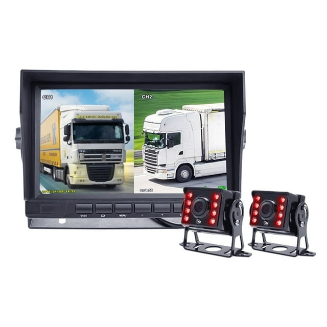7 Inch IPS Screen Truck Bus Vehicle DVR Recorder Monitor With 2 Channels Front Rear View AHD IR Car Camera ,Clear Night Vision