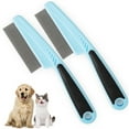 thumbnail image 2 of 2PCS Pet Grooming Comb Stainless Steel Portable Dog Hair Comb Pet Dematting Comb, 2 of 10