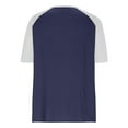 thumbnail image 4 of V-Neck Button T-Shirt for Women Fashion Raglan Short Sleeve Tee Summer Loose Breathable Tops ,Blue,XXL, 4 of 8