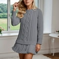 thumbnail image 2 of MuXiKeJi Clothes Women Cable Knit Sweater Dress Crewneck Long Sleeve Pleated Mini Dress Twofer Style Patchwork Dress,Fall Sweater Dresses for Women 2025, 2 of 5