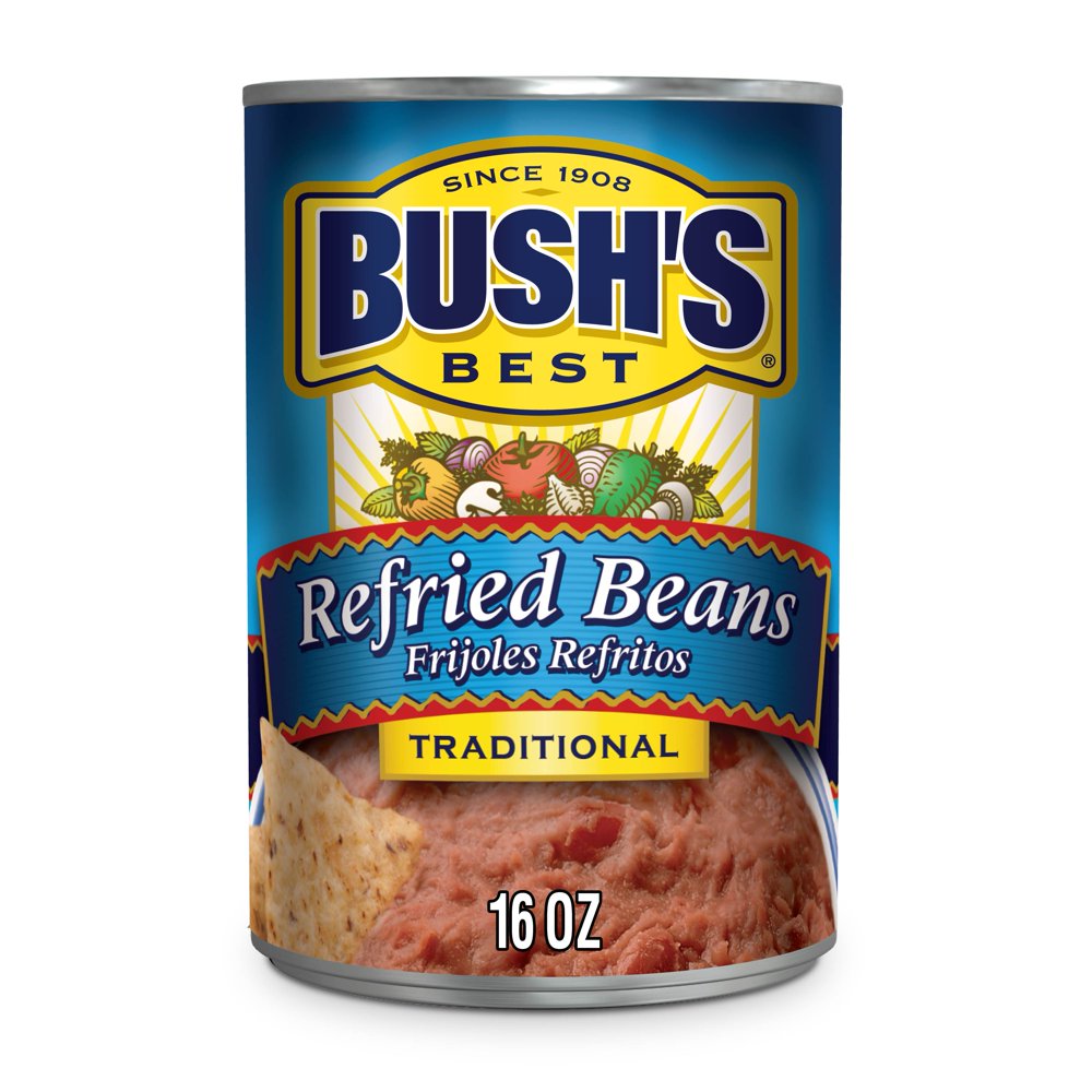 Bush's Traditional Refried Beans, Canned Mashed Pinto Beans, 16 oz