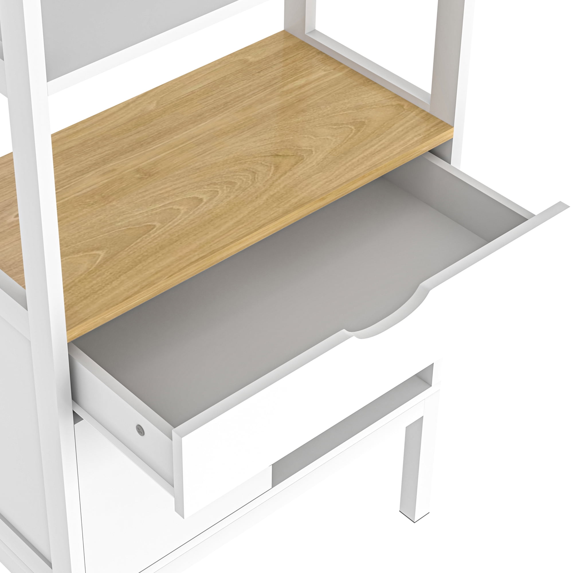 Yardi Yard Kitchen Pantry Cabinet with Drawer and 3 Open Shelves, White Wooden Bathroom Cabinet Yardi Yard Kitchen Pantry Cabinet with Drawer and 3 Open Shelves, White Wooden Bathroom Cabinet