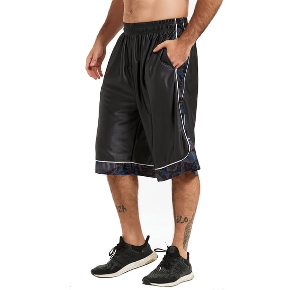HQUEC Men's 12" Athletic Shorts Long Basketball Workout Gym Shorts Below Knee Loose-Fit with Pockets Grey L