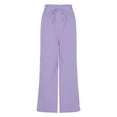 thumbnail image 4 of RYRJJ Wide Leg Palazzo Pants for Women - High Waist Casual Beach Lounge Pants Drawstring Baggy Flowy Trousers with Pockets(Purple,L), 4 of 5