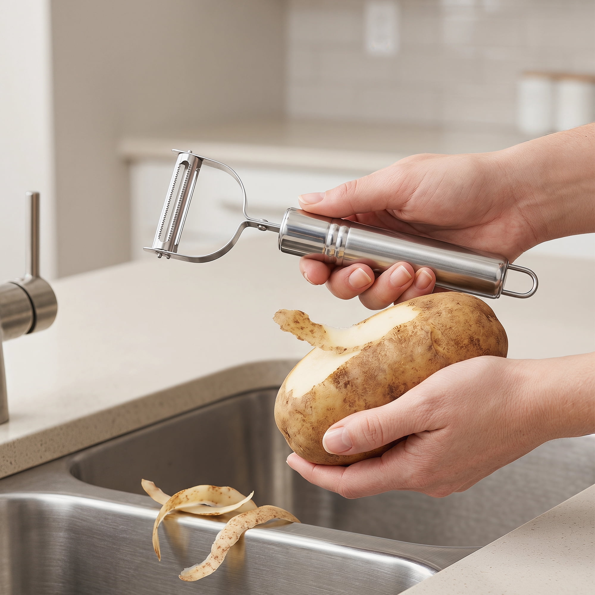 Unique Bargains Stainless Steel Vegetable Peeler with Handle Silver 6.9x2.2 inch
