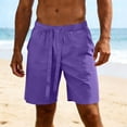 thumbnail image 6 of Men's Shorts Solor Color Casual Elastic Waist Drawstring Athletic Shorts with Bcak Pocket Split-Hem Straight-Leg Workout Shorts for Outdoors, 6 of 7