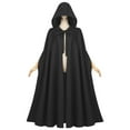 thumbnail image 2 of SEAOPEN Cloak with Hood Women Renaissance Hooded Medieval Cloak Witch Robe Halloween Costume Open Front Witch Wizard Cape Black,Free Size, 2 of 4