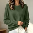 thumbnail image 6 of Hueook Knit Sweaters for Women Crew Neck Long Sleeve Loose Fit Pullover Soft Casual Winter Top Army Green XL, 6 of 7