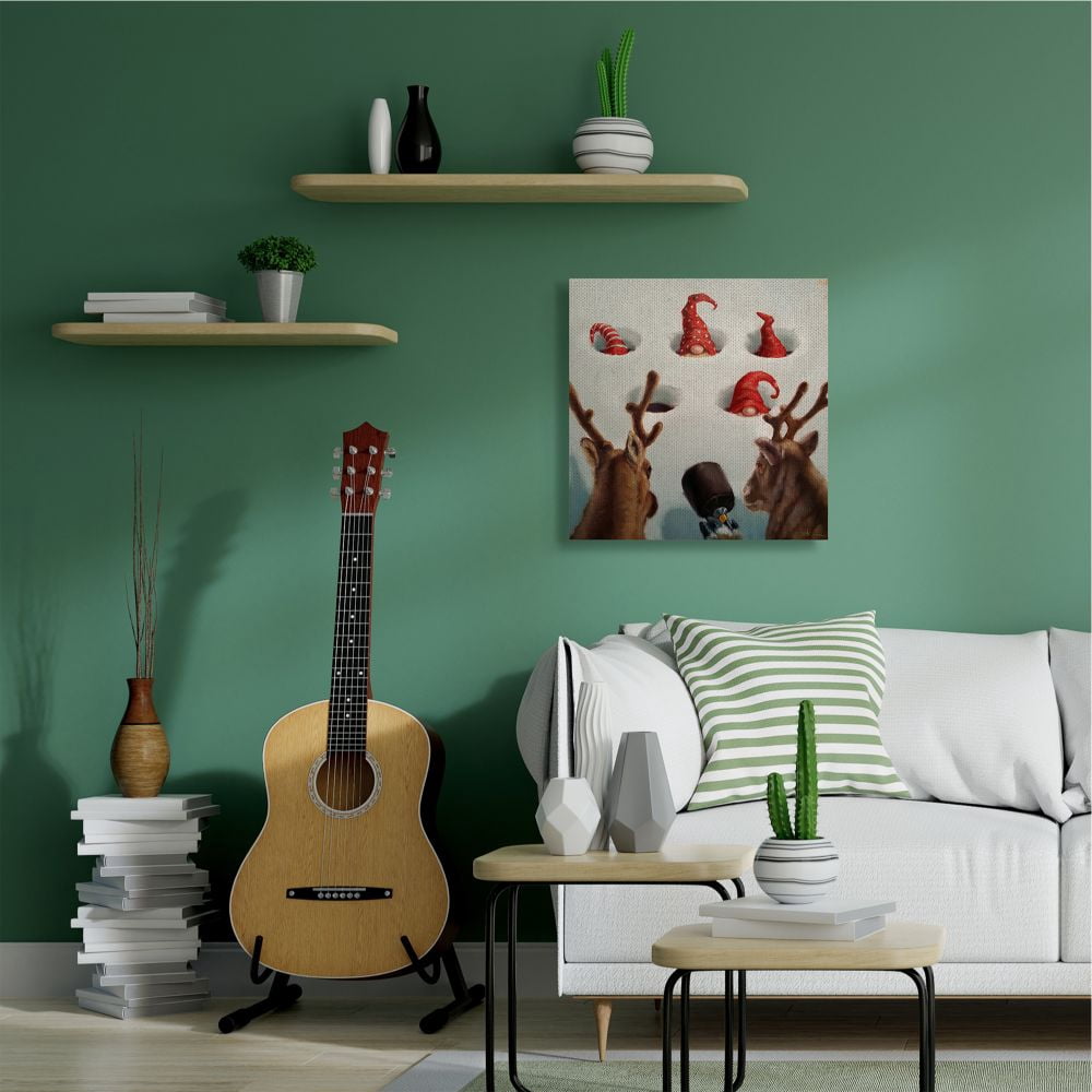 Stupell Indtries Holiday Whack an Elf Christmas Reindeer Humor Canvas Wall Art Design by Lucia Heffernan, 30" x 30"