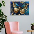 thumbnail image 3 of YILUYINQING Butterfly Gold Blue Canvas Wall Decor for Bedroom Home, Modern Art Prints Ready to Hang Room Art Decor 16x12in, 3 of 6