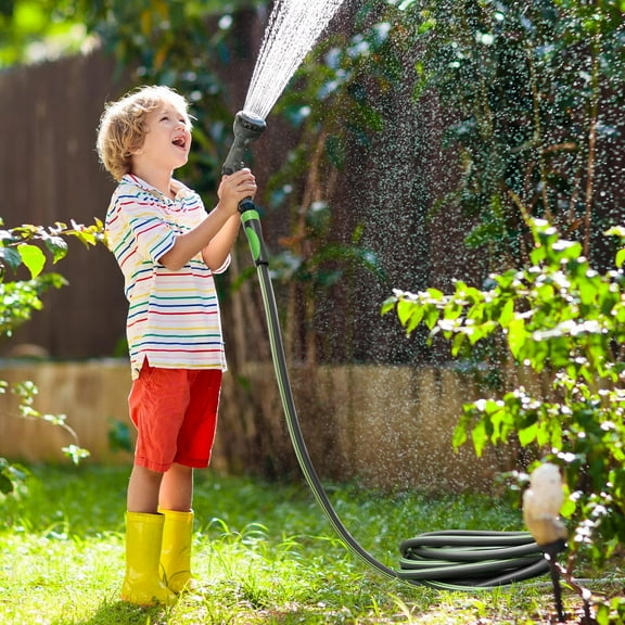 5/8 IN x 50 FT Heavy Duty Garden Hose, Flexible & Lightweight with 360° Handle, 3/4 GHT Brass Fittings for Outdoor Use