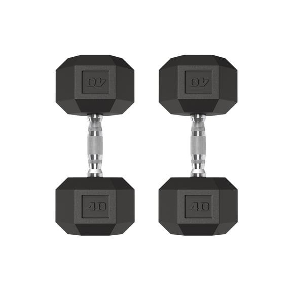 Anoncndin Rubber Coated Hex Dumbbell Set of 2, Cast Iron Core Free Weights, Non-Slip Handles for Safe Lifting, Pair of Dumbbells for Home Workout, Sizes from 5LB to 50LB