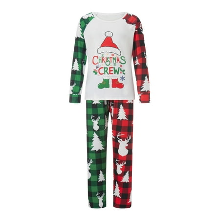 

Family Christmas Matching Pajamas Set Xmas Hat Letter Print Sleepwear Loungewear For Men Women Kid Baby