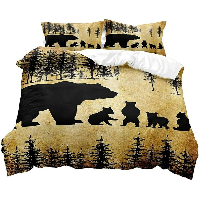 kING SIZE Duvet Cover with 2 Pillowcases Set luxury bear cub free shipping