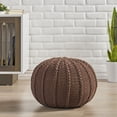 thumbnail image 2 of GDF Studio Agatha Modern Knitted Cotton Round Pouf, Brown, 2 of 7