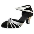 thumbnail image 1 of Chaussures de Danse pour Femmes Rumba Valse Bal de Promo Salle de Bal Latin Salsa Chaussures de Danse Carrées, 1 of 9