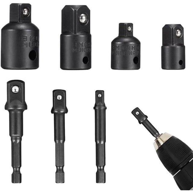 Hex Impact Driver Power Bits Set, 7 Pieces For Quick Change And Enhanced Versatility, Chrome-Vanadium Steel With Black Oxide Coating For Rust Protection, Suitable For Various