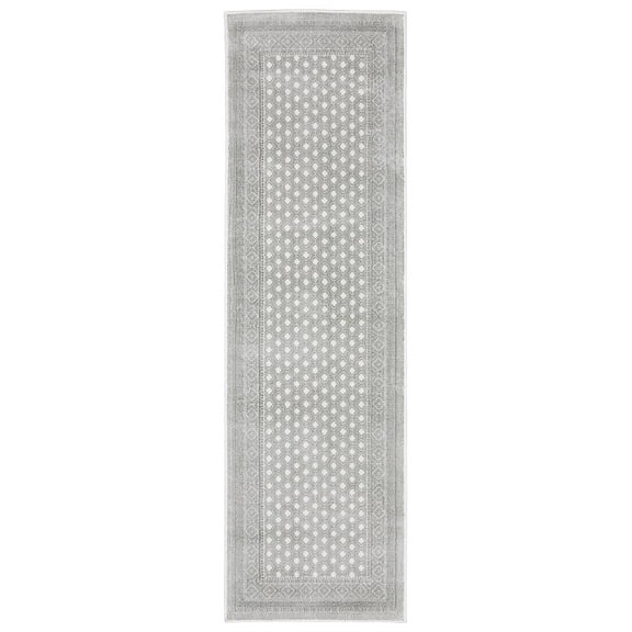 HomeRoots 507932 2 x 8 ft. White & Gray Oriental Power Loom Stain Resistant Runner Area Rug