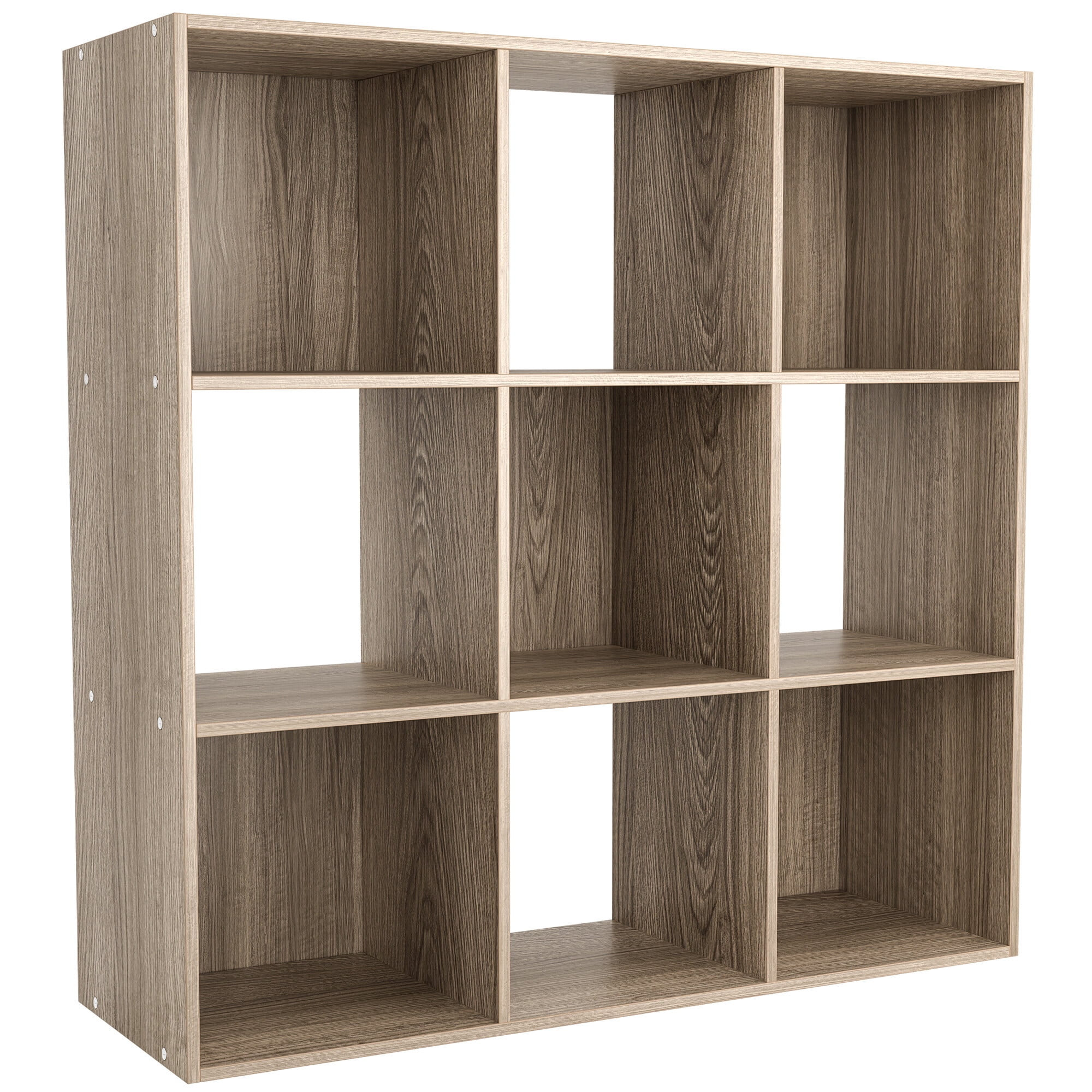 ZenSports 9 Cube MDF Bookshelf 3 Tier Storage Organizer Wooden Bookcase Brown