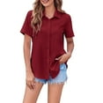 thumbnail image 2 of TODOZO Business Casual Tops for Women Button Down Shirts for Women Summer Blouses for Women 2025 Women's Short Sleeve T Shirts Fashion V Neck Oversized Loose Tops Solid Casual Blouses Rd2 Xxl, 2 of 9
